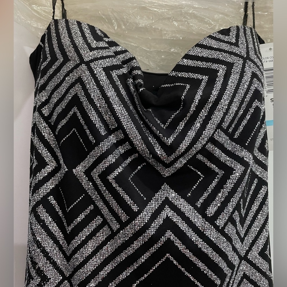 Jump apparel black silver sparkly maxi strapless evening dress Size 5/6 BNWT